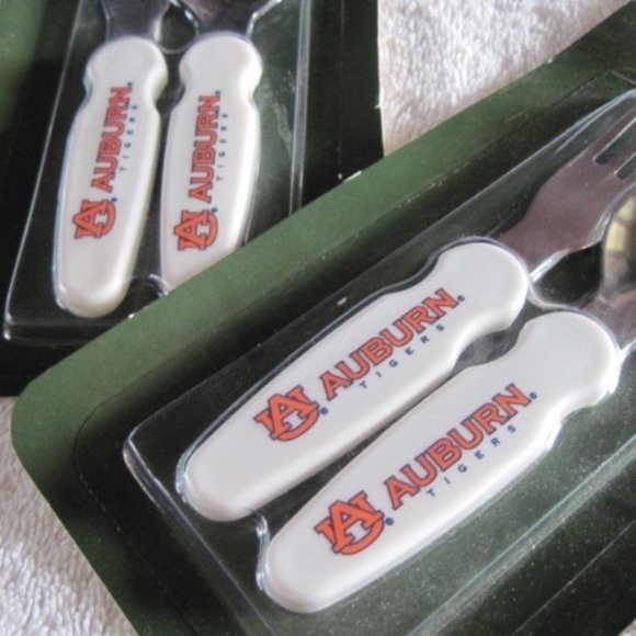 2 Sets Alabama Auburn Tigers Toddler Fork & Spoon Official Collegiate Baby Ware - Picture 7 of 10
